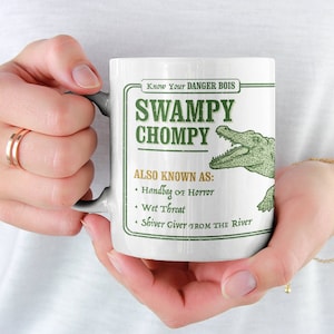 Alligator Mug &quot;Know Your Swampy Chompy&quot; Funny Crocodile Mug with Crocodile Facts and Alligator Anatomy, A funny Crocodile Gift