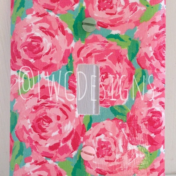 Lilly Pulitzer Inspired Light Switch Plate Cover in Hotty Pink First Impression Print
