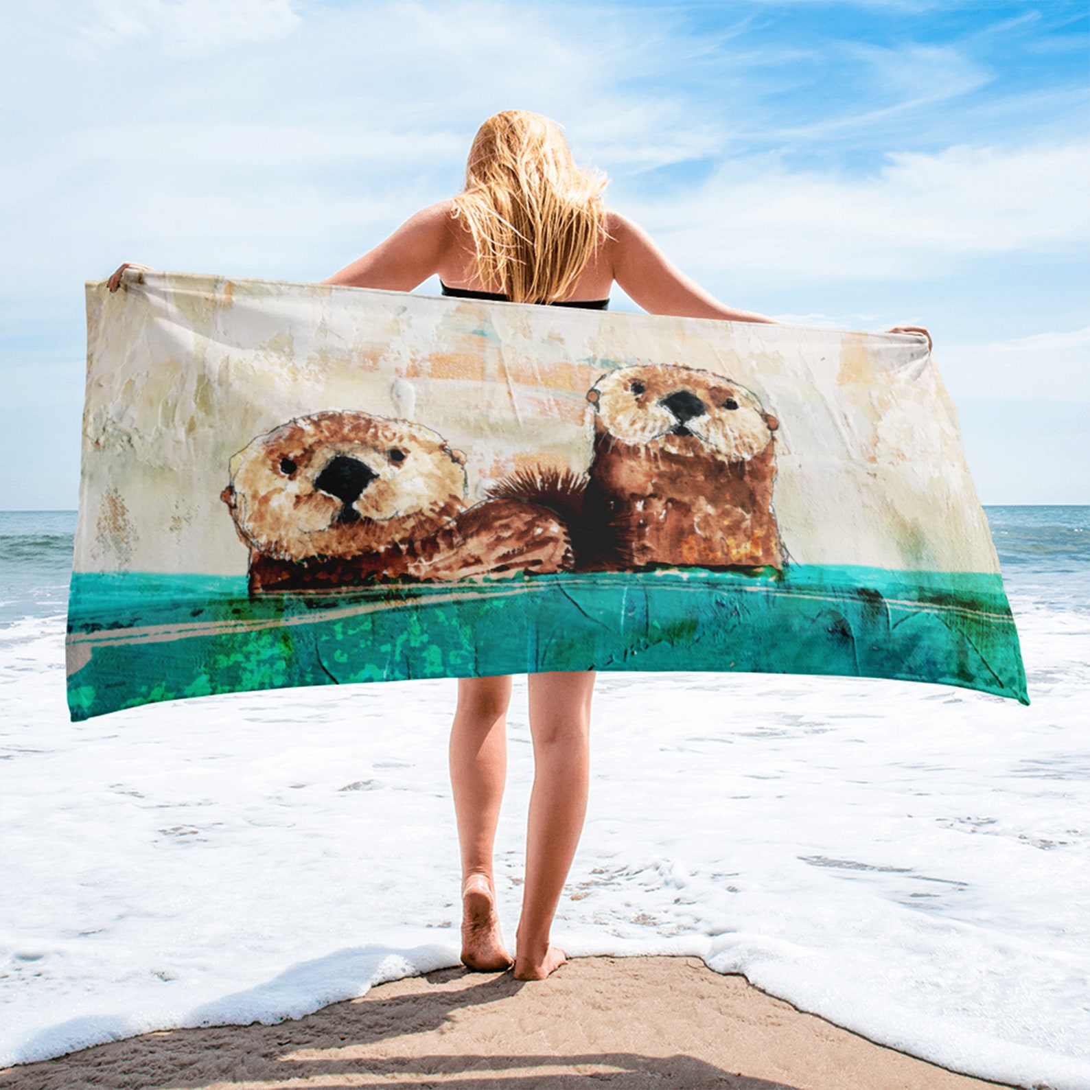 Vibrant Sea Otter Beach Beach Towel | Etsy