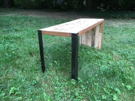 Industrial Blackened Steel And Reclaimed Railroad Tie Pieced Etsy