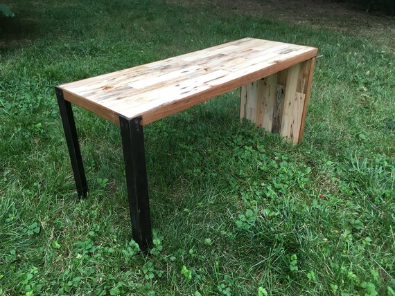 Industrial Blackened Steel And Reclaimed Railroad Tie Pieced Etsy