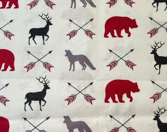 In the Woods Arrows and Animals Cotton Fabric By Hobby Lobby Stores 29" x 44" Remnant