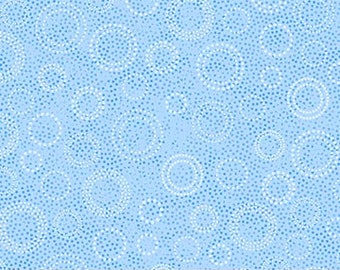 Light Blue - Blue Ribbon Pearl Cotton Fabric: Carnival Collection, Silver Dot Circles by Patrick Lose