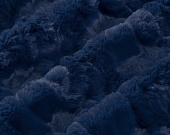 Navy Blue Luxe Glacier Cuddle Minky Fabric Shannon Fabrics 15mm Pile Cut to Order