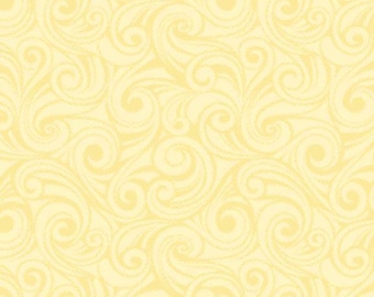 Yellow Swirl Cotton Fabric From the Tea for Two Collection by Marcus Fabrics - Cut to Order