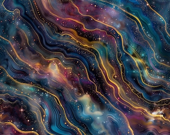 Celestials Midnight Flora Cotton Fabric by Hoffman Fabrics