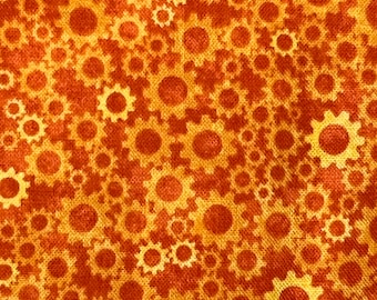 Orange Gear Fabric: Build Your Own World by Northcott Cotton