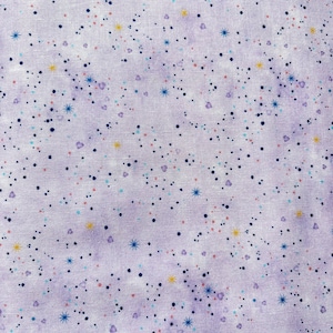 Purple Cotton Fabric: Little Dots, Hearts, Stars - Timeless Treasures