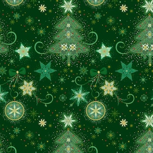 Delicate Trees in Green Turnowsky Treasures by PB Textiles - Cut to Order