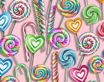 Lollipop Cotton Fabric: Sweet Shop Candy Print by Michael Miller