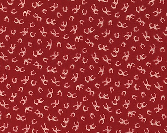 Red Horseshoe Cotton Fabric by Michael Miller: Western Style