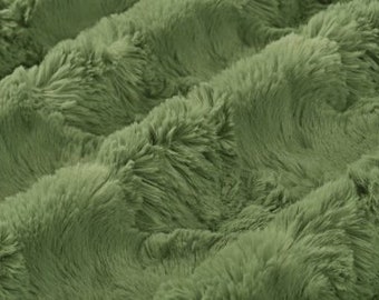 Basil Green Luxe Cuddle Minky Fabric: Shannon Fabrics 15mm Pile