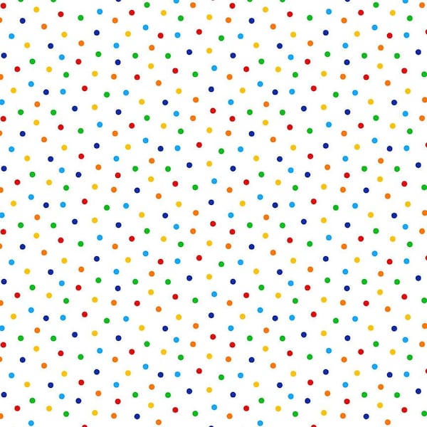 Polka Dot Confetti on White - Hooray Cotton Fabric By Timeless Treasures Fabrics, Birthday Party Fabric - Cut to Order