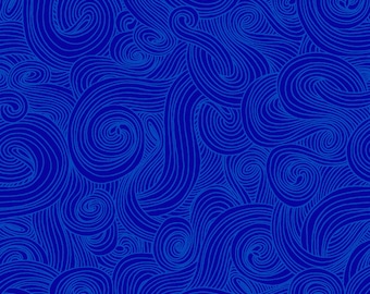 Royal Blue Just Color Swirl Cotton Fabric by Studio E Fabrics Cut to Order
