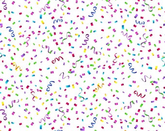 Confetti Celebrate Cotton Fabric on White: Clothworks Y4328-1