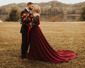 red bridal train dresses