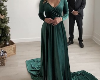 etsy green velvet dress