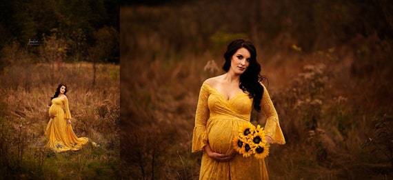 gold lace maternity dress