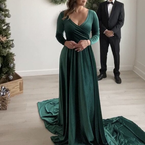 hunter green velvet gown