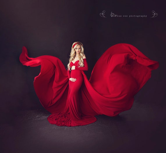 red maternity gown