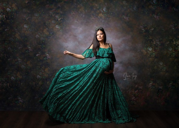 emerald green maternity gown