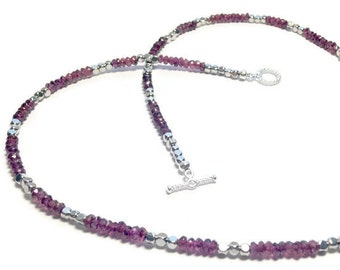 Necklace, Rhodalite Garnet, 2nd Wedding Anniversary Gemstone Gift, wife January Birthday, unique inspiration love crystal for best friend