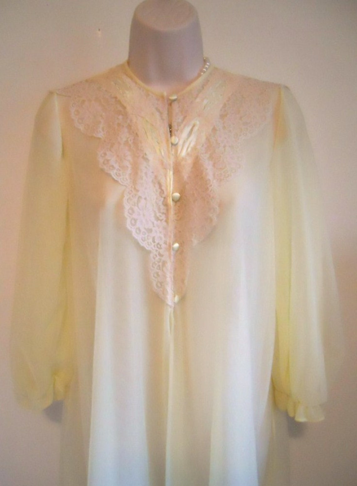 Vintage 1960's Lisette Yellow Chiffon Peignoir Negligee | Etsy