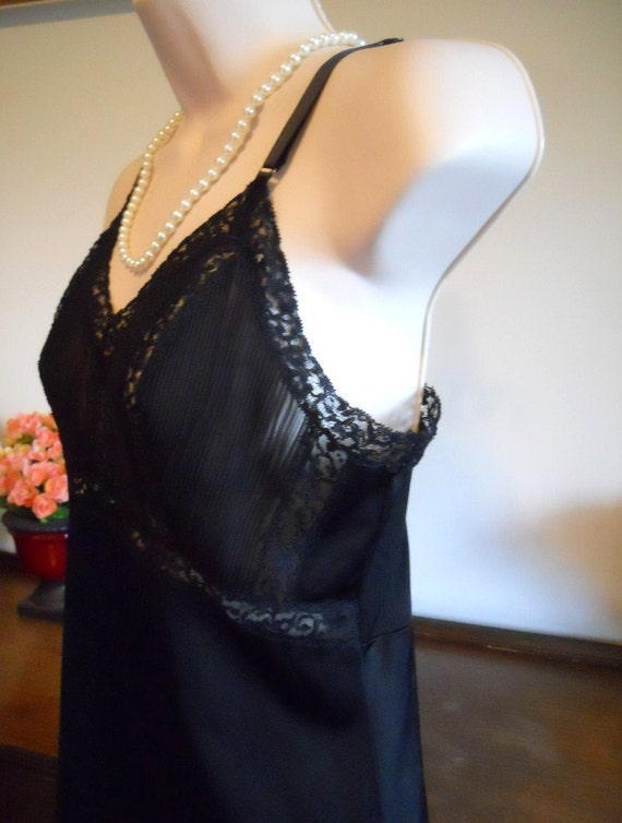 Vintage 1950's Harvey Woods Black  Full Slip ~  F… - image 3