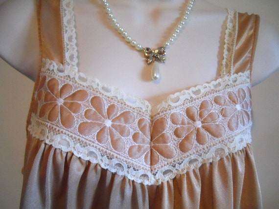 Vintage Lov Lee Mocha Nightgown~ 1970's Silky Nyl… - image 3