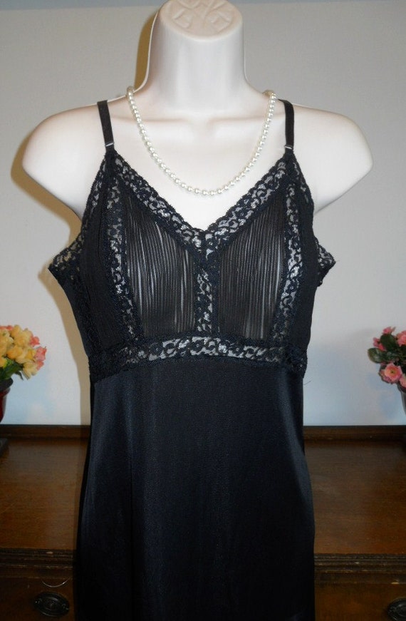 Vintage 1950's Harvey Woods Black  Full Slip ~  F… - image 2