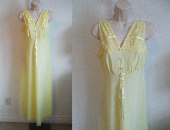 Vintage Lov Lee Yellow Chiffon Nightgown ~ 1960's… - image 1