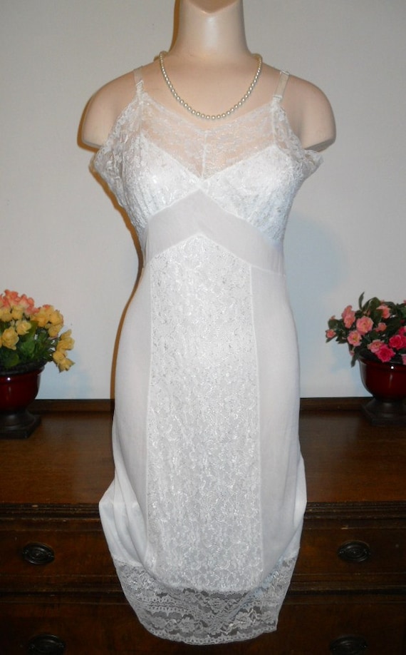 Vintage White Lacy Slip ~ 1950's Barbara S Slip ~