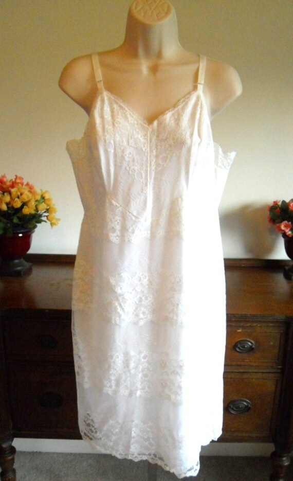 Vintage 1950's White Full Slip ~ Love-Lines By Ga
