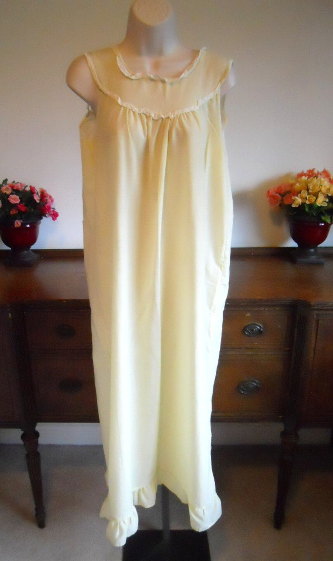 Vintage Yellow Cotton Nightgown Soft Yellow Cotton Gown Etsy