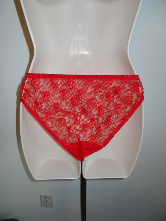 Red Lace Bikini Panties Sheer Red Lace Hi Cut Open … Gem