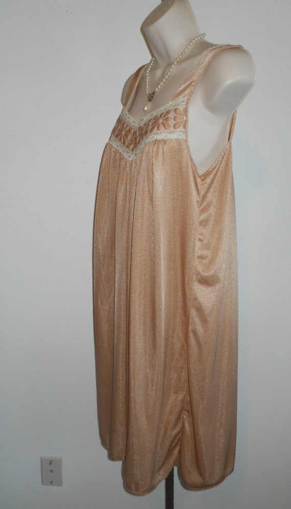 Vintage Lov Lee Mocha Nightgown~ 1970's Silky Nyl… - image 4