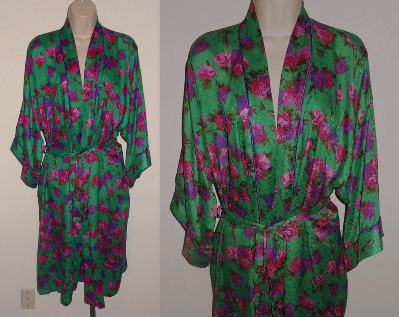 green floral robe