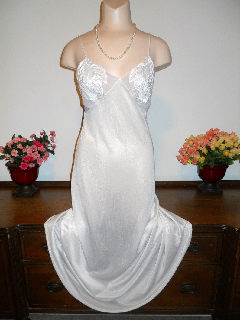 Vintage 1980's Silky White Nightgown white Nylon - Etsy