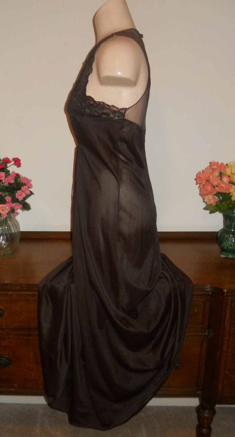 Vintage Sexy Long Dark Brown Nightgown 1980's Sears Etsy