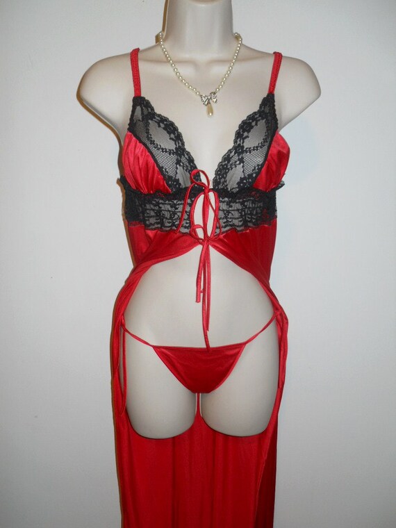 SEXY Vintage Red Nightgown & Bikini Panty Set ~ 1… - image 2