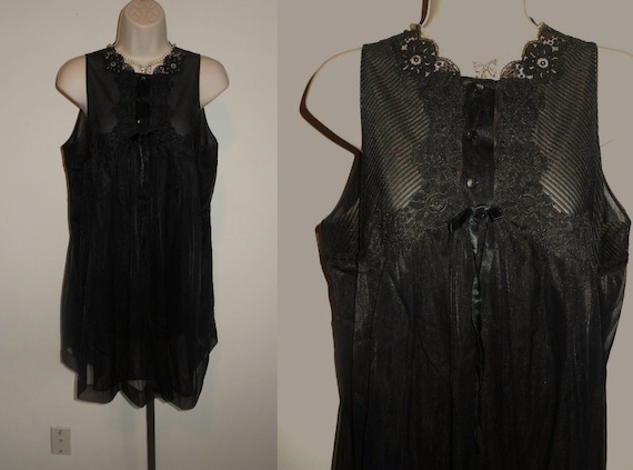 Vintage 1950's Gossard Artemis Black Chiffon Baby