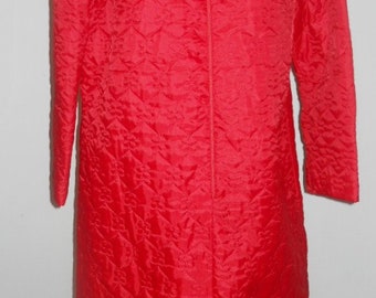 Vintage 1980's Red Quilted Housecoat~ Kerry Dawn Quilted Housecoat~ Large