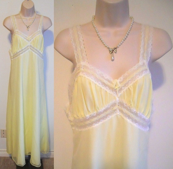 Vintage 1960's  Linda Lingerie Yellow Chiffon Nig… - image 1