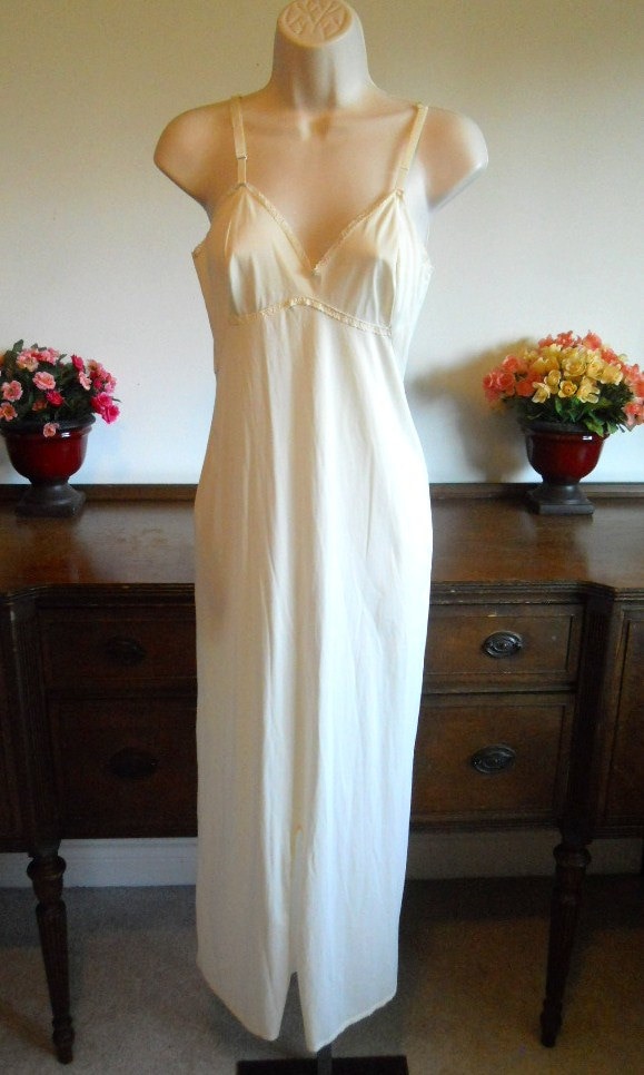 Vintage Kayser Formal Full Slip Chemise Cream Silky Nylon Etsy