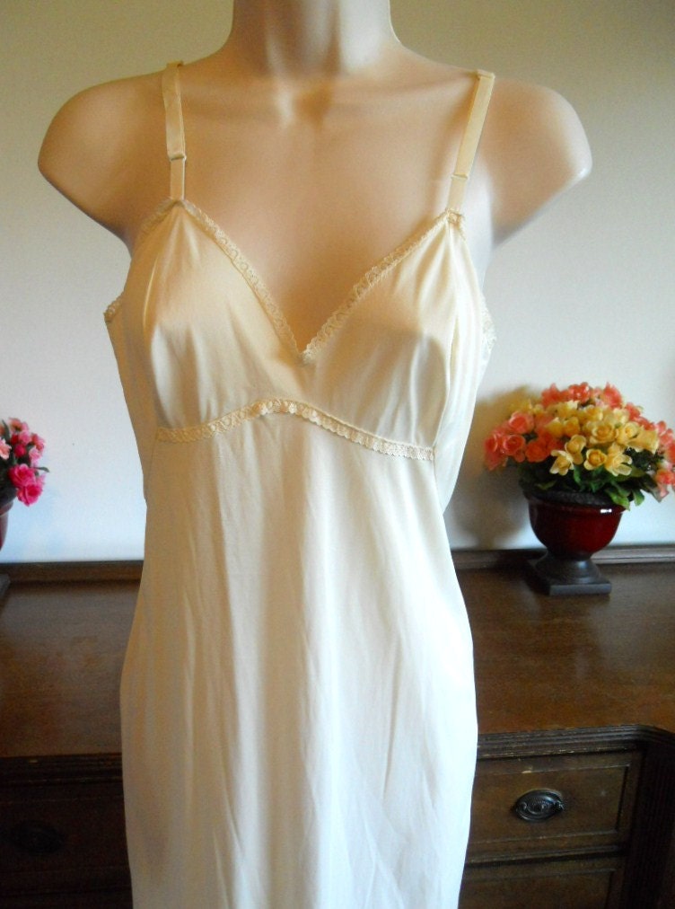 Vintage Kayser Formal Full Slip Chemise Cream Silky Nylon Etsy