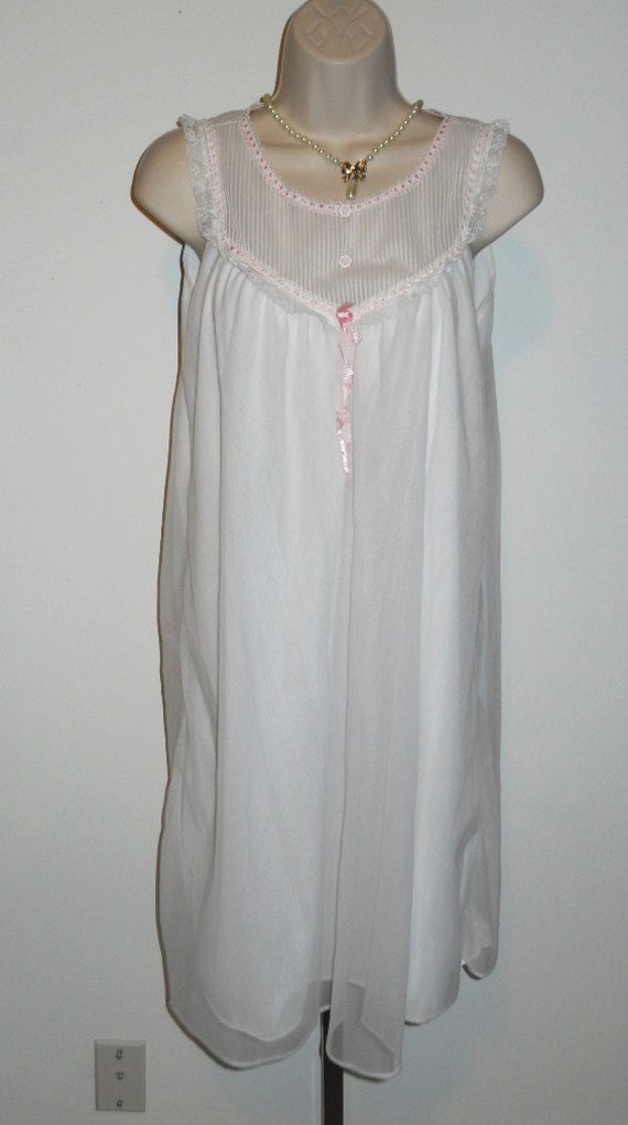 Vintage White Chiffon Nightgown ~ 1960's Ultra Fem