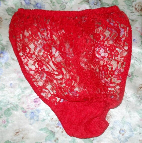 Red Lace Bikini Panties Sheer Red Lace Hi Cut Open … Gem
