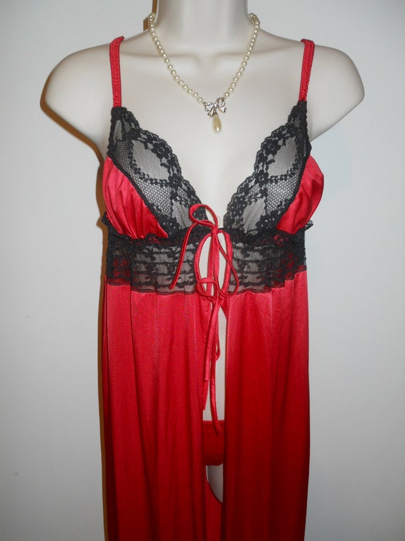 SEXY Vintage Red Nightgown & Bikini Panty Set ~ 1… - image 5