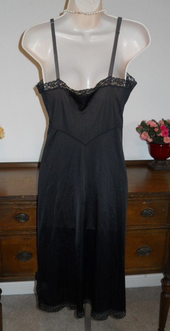 Vintage 1950's Harvey Woods Black  Full Slip ~  F… - image 5