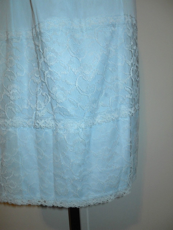 Vintage Lavish Lace Baby Blue Half Slip Petticoat… - image 4